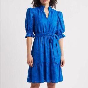 New with tag: Eliza J Vibrant 3D Blue Mini Belted Dress